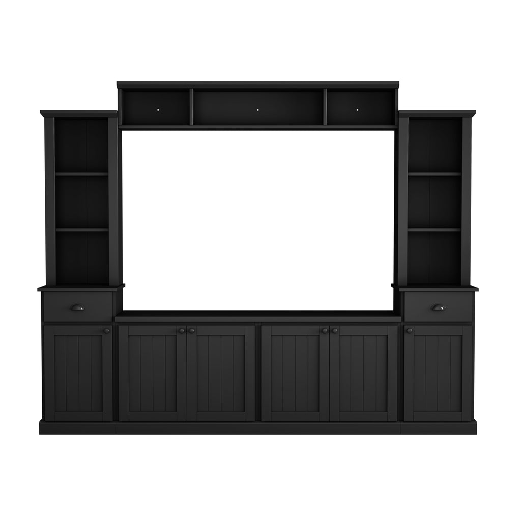 4-piece black wall unit living room full product photo