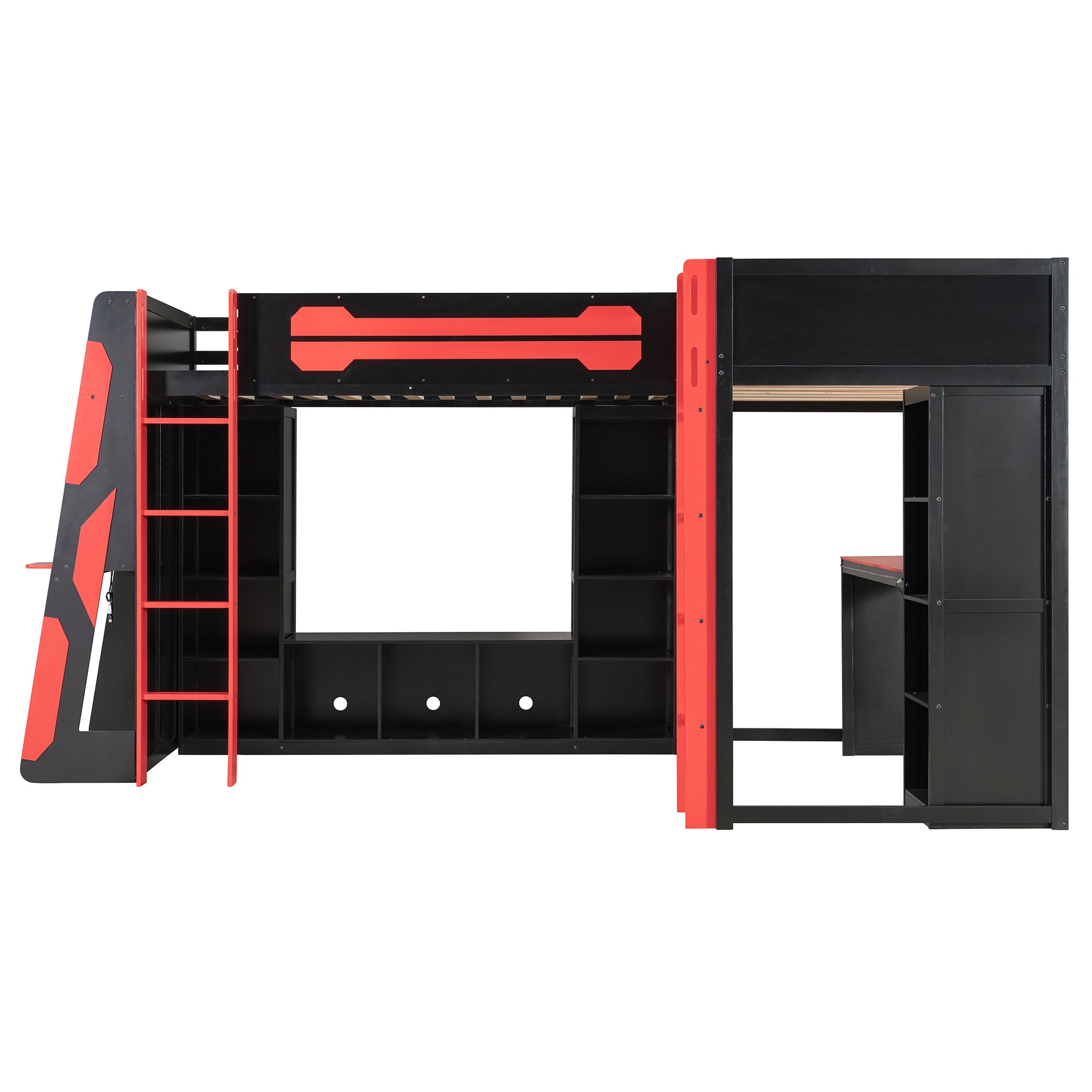 Red twin gaming bed in bedroom setting