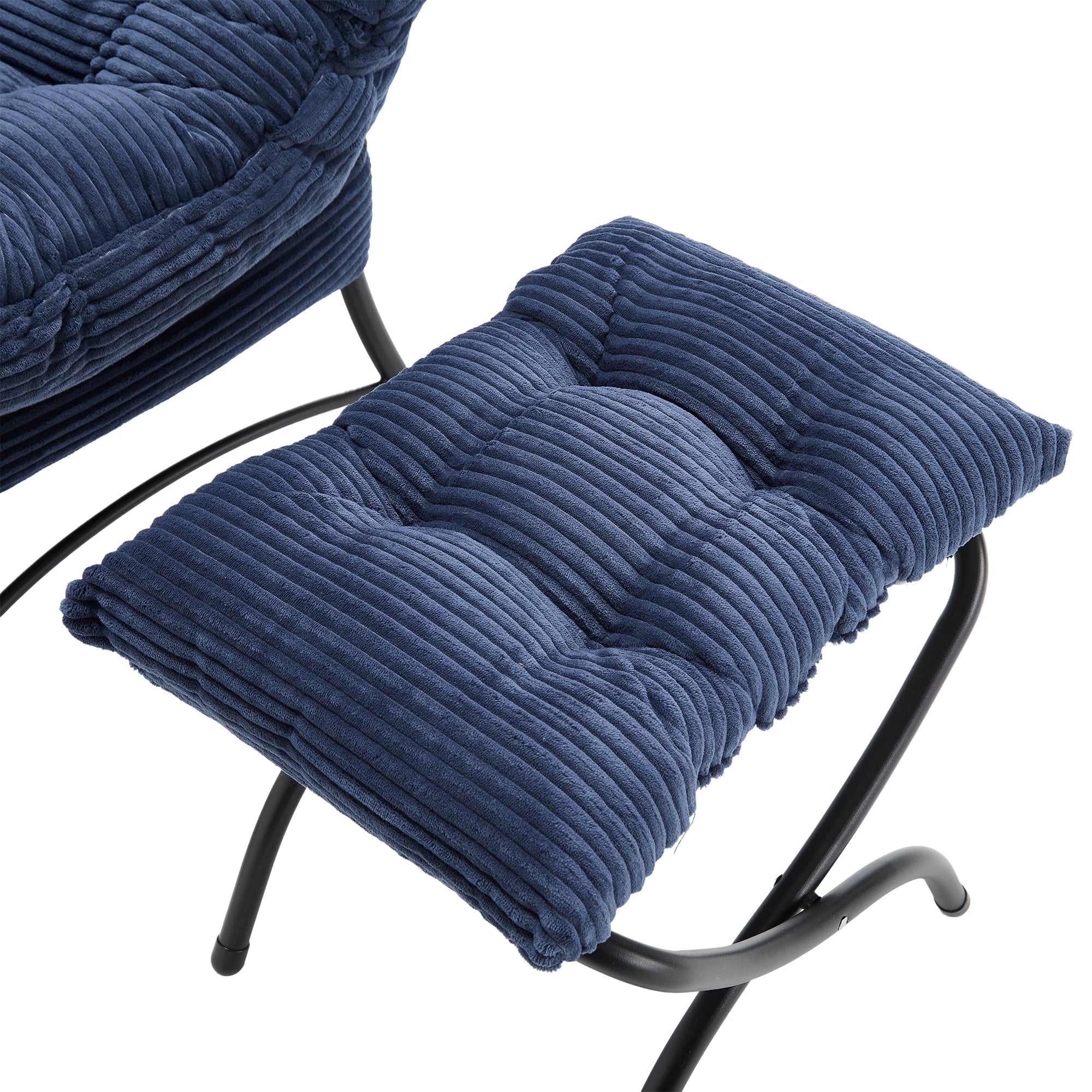Navy blue PP cotton chair with footrest — top view
