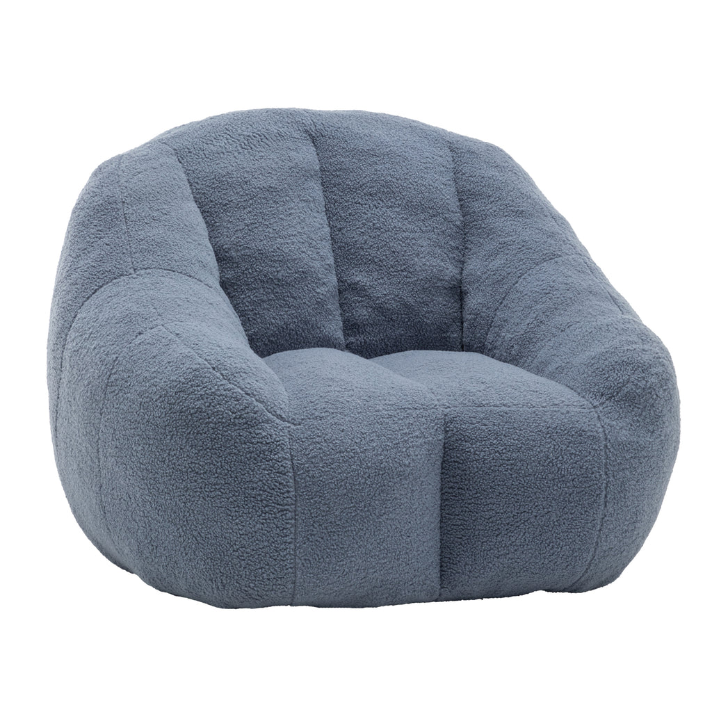 Light blue teddy bean bag chair with memory foam — front view