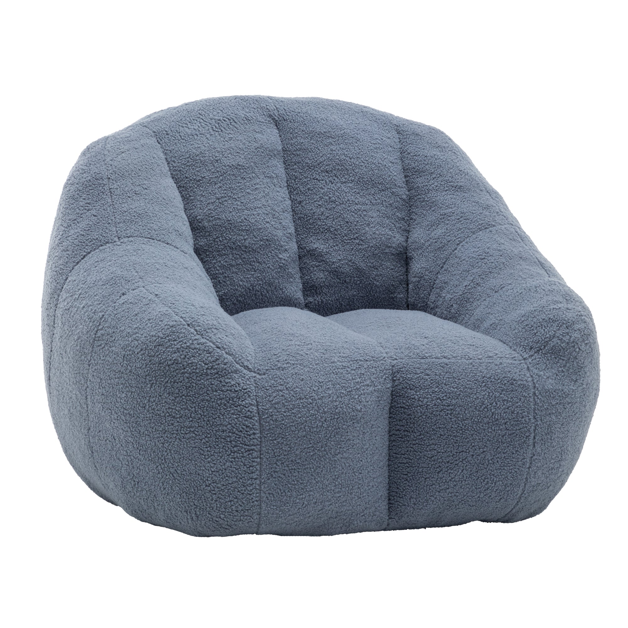 Light blue teddy bean bag chair with memory foam — front view