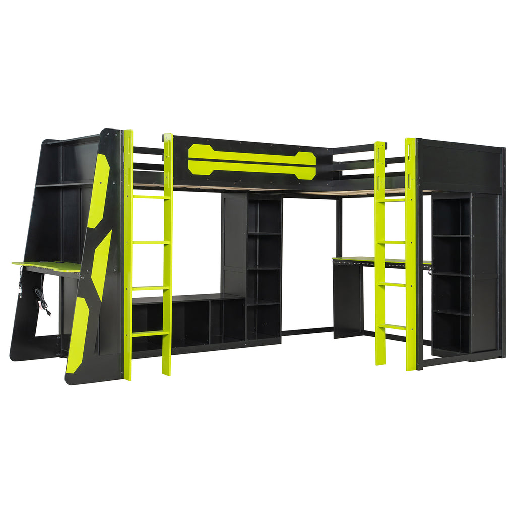 Green twin gaming bed in bedroom setting