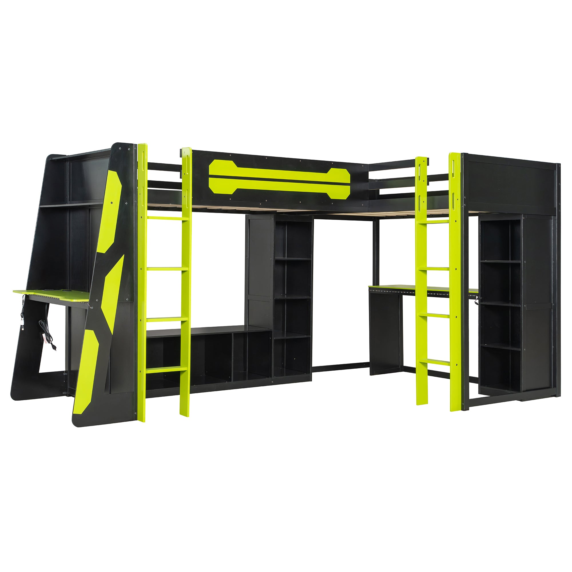 Green twin gaming bed in bedroom setting