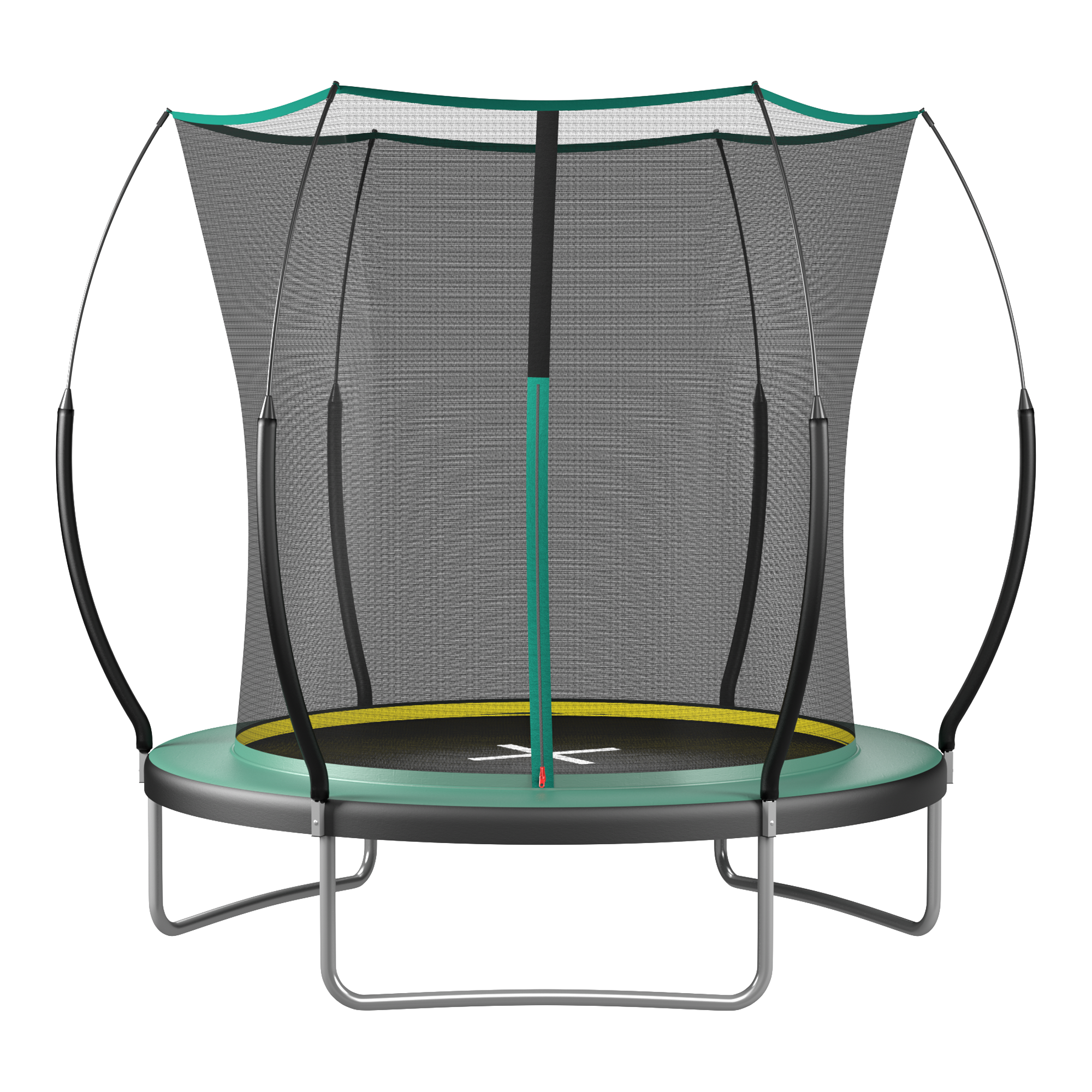 Green 8-foot springfree no-gap trampoline — front view