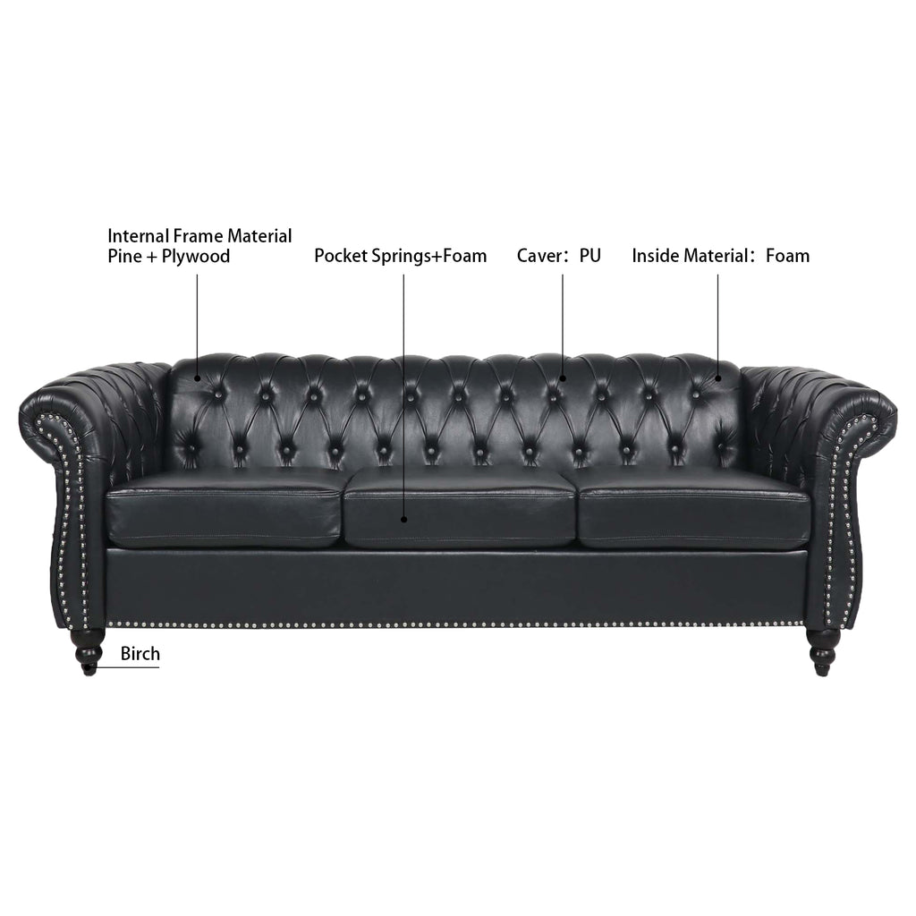 Chesterfield pull buckle tufting detail