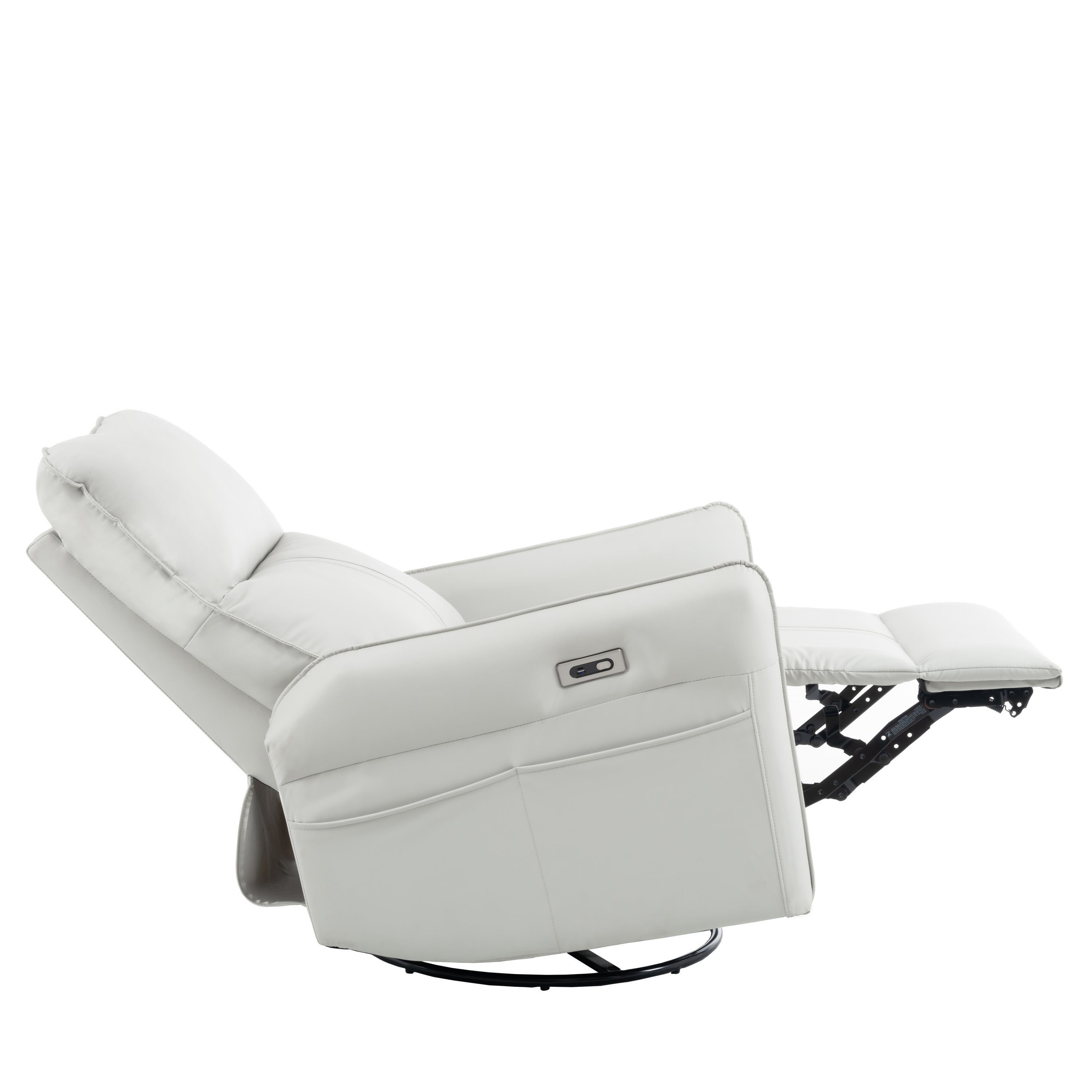 Light gray power recliner assembly dimension reference
