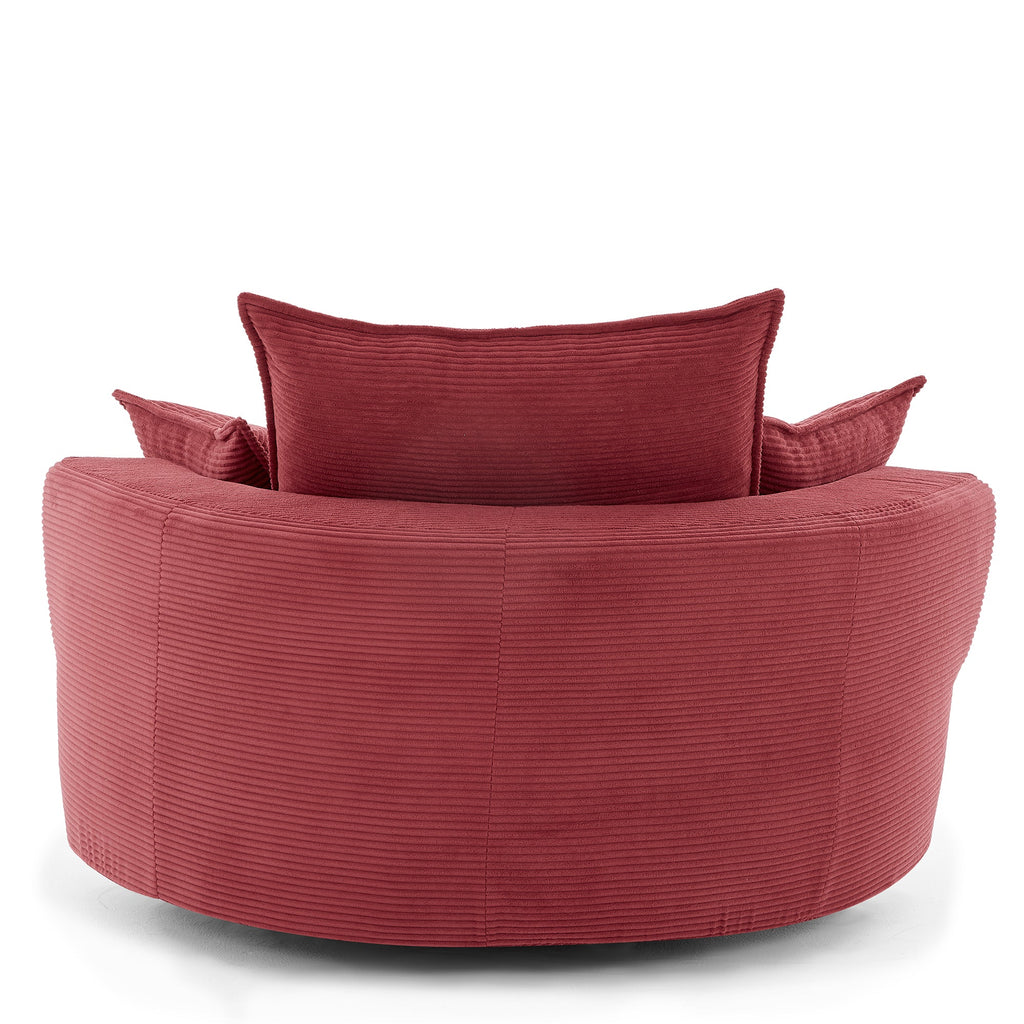 Corduroy Swivel Barrel Chair — 360° with Removable Pillows