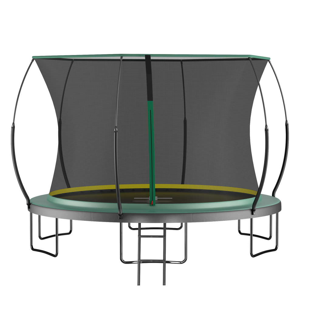Dark green outdoor springfree trampoline bungee bounce system — angle view