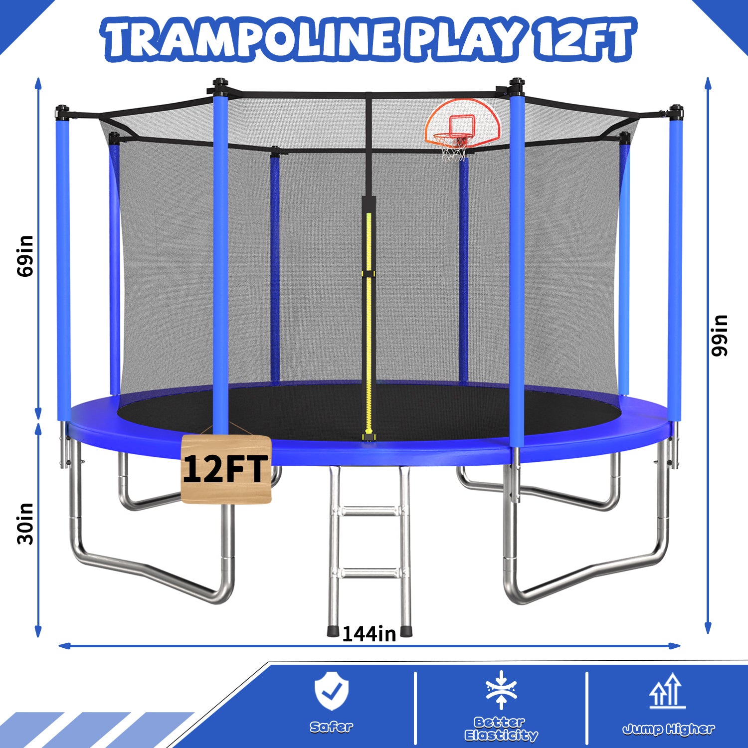 Trampoline basketball hoop and ball accessories