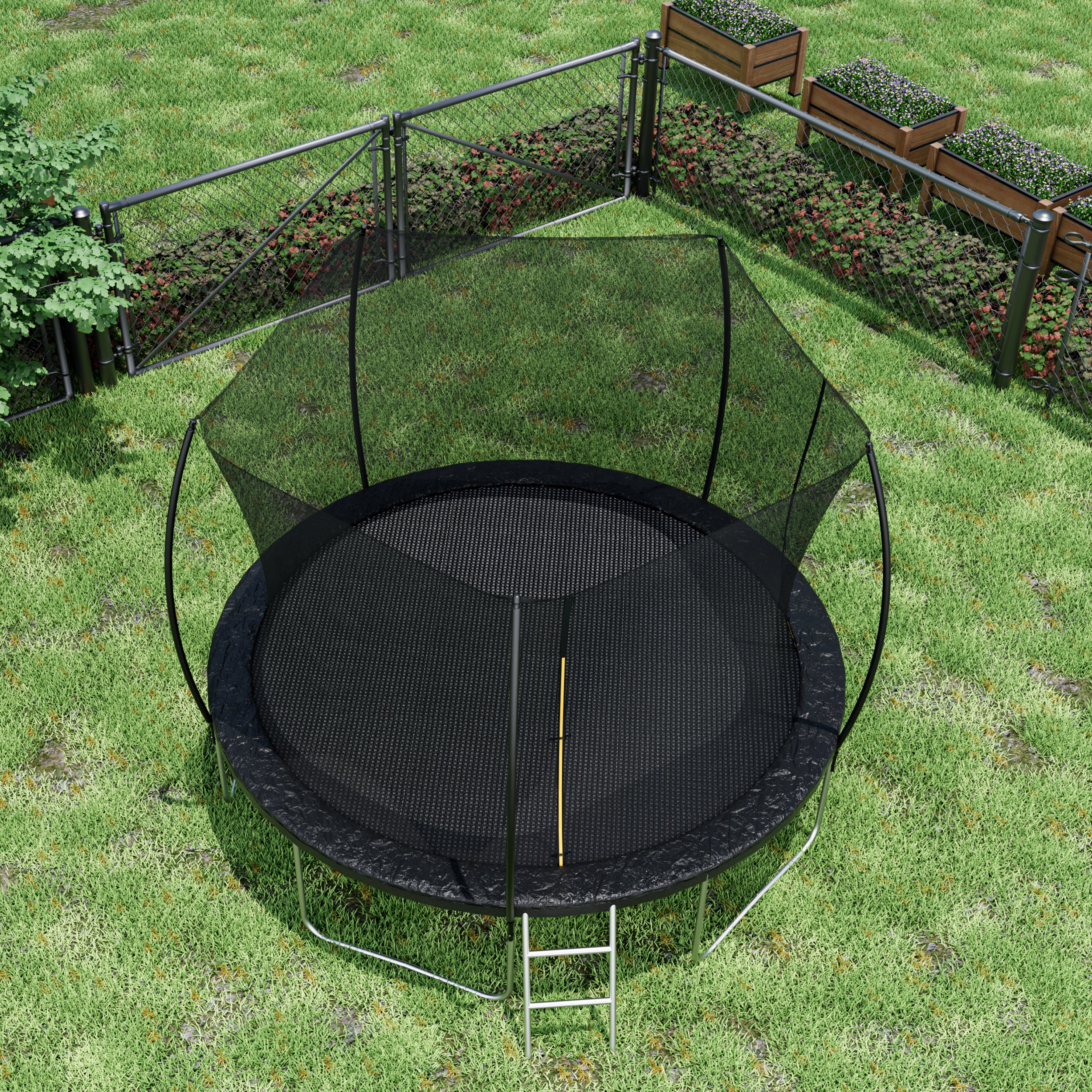 12-foot trampoline 2-step rust-resistant steel ladder entry