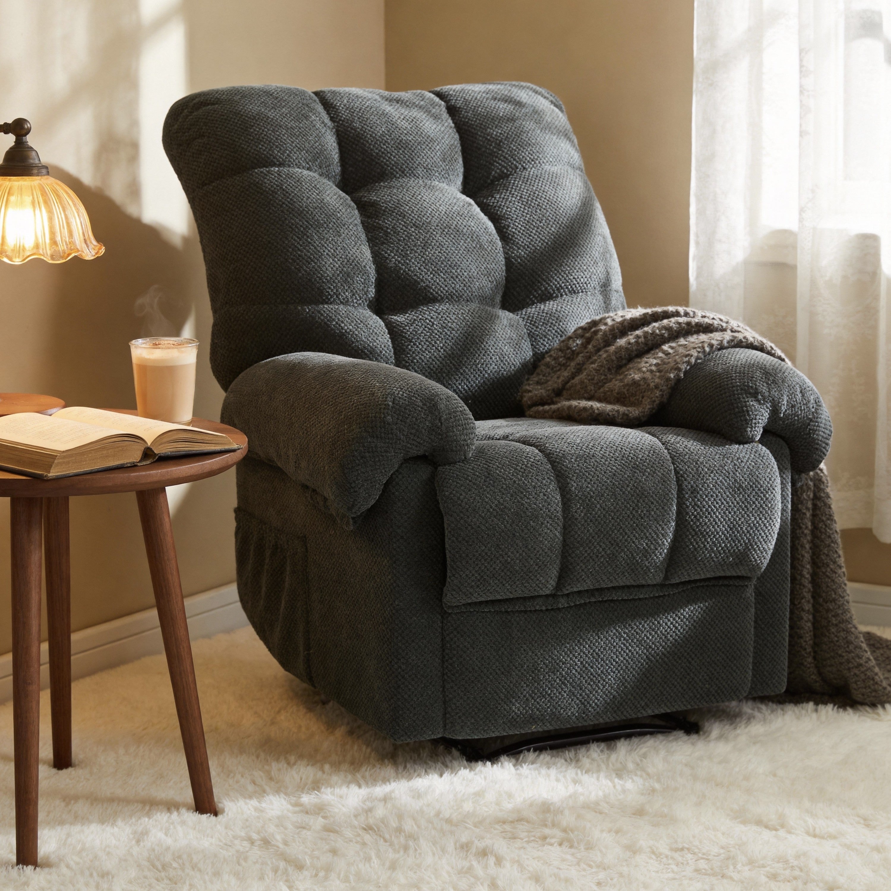 Manual recliner footrest extended — side profile