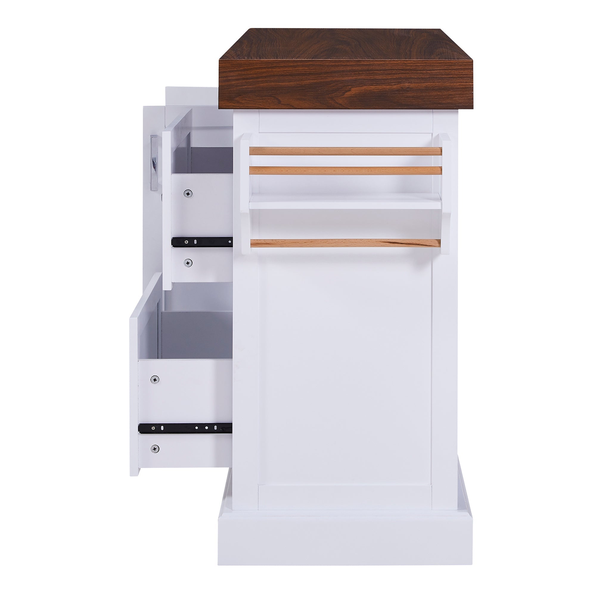 K&K 53' Large Kitchen Island with 3.5' Thick Desktop, Spice and Towel Racks, Rolling Kitchen Island with Storage on 5 Wheels, 2 Extra-large Drawers, for Home, Kitchen, Dining Room, Black