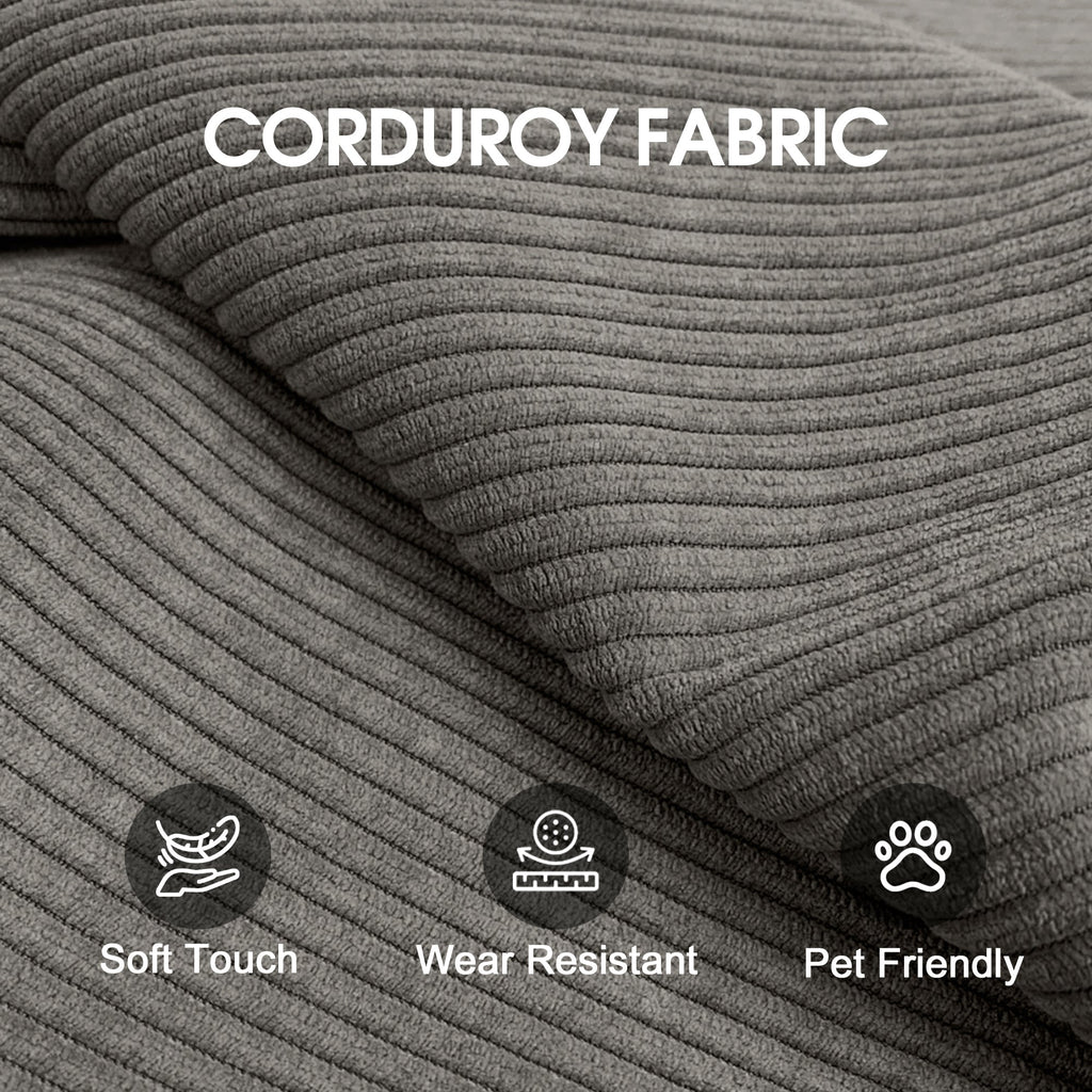 Corduroy Compression Convertible Floor Sofa Bed — Modular Loveseat, 78.8" Wide