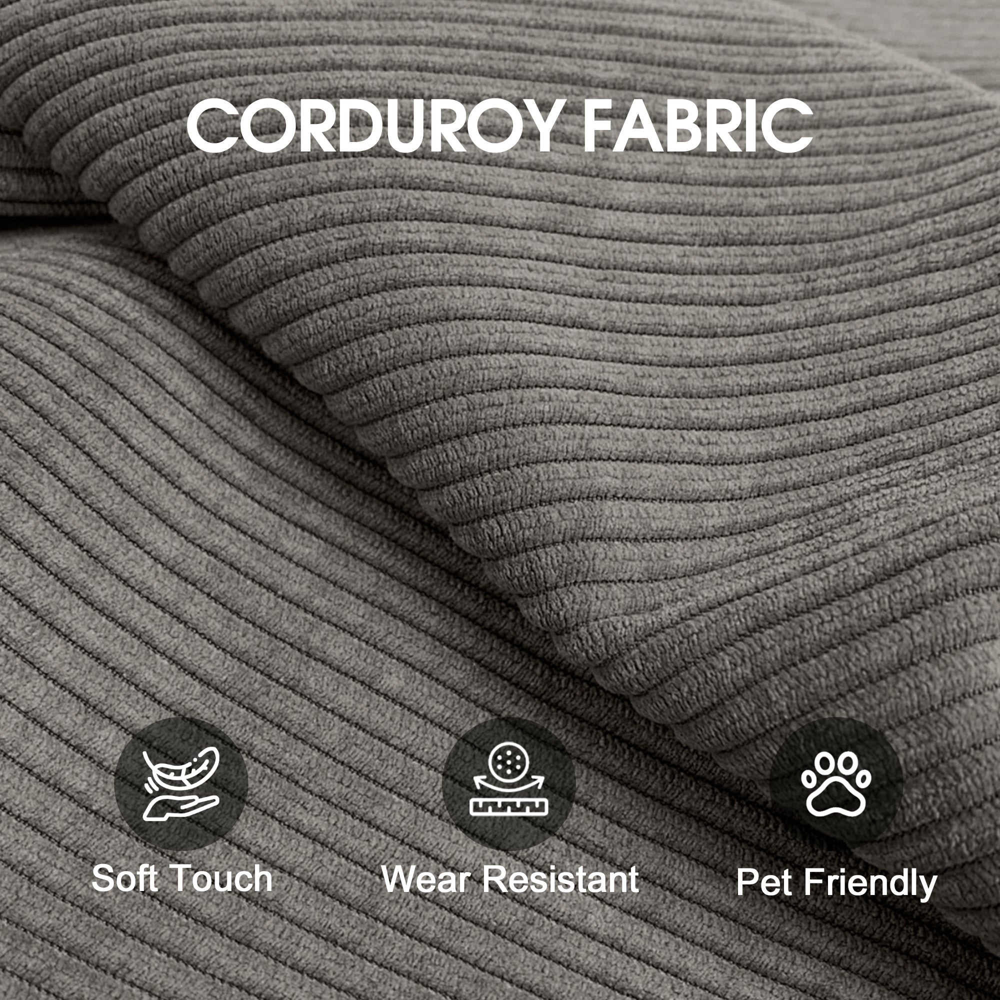 Corduroy Compression Convertible Floor Sofa Bed — Modular Loveseat, 78.8" Wide