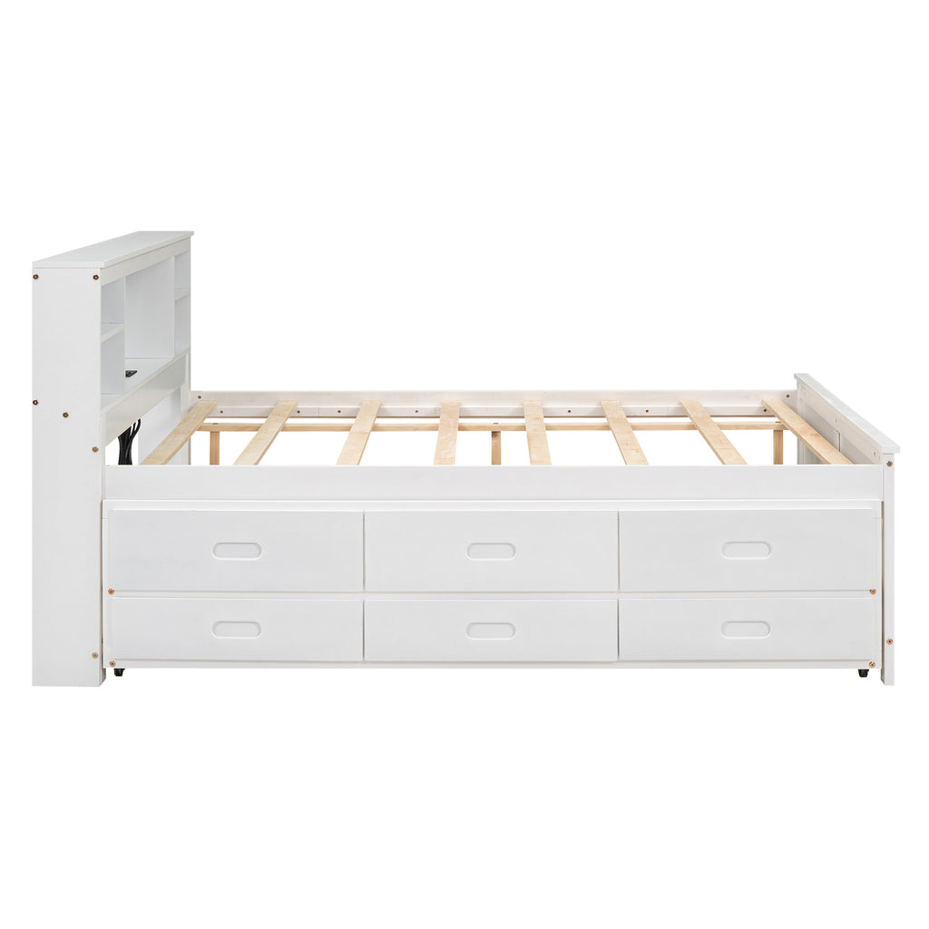 Full size platform bed drawer storage close-up