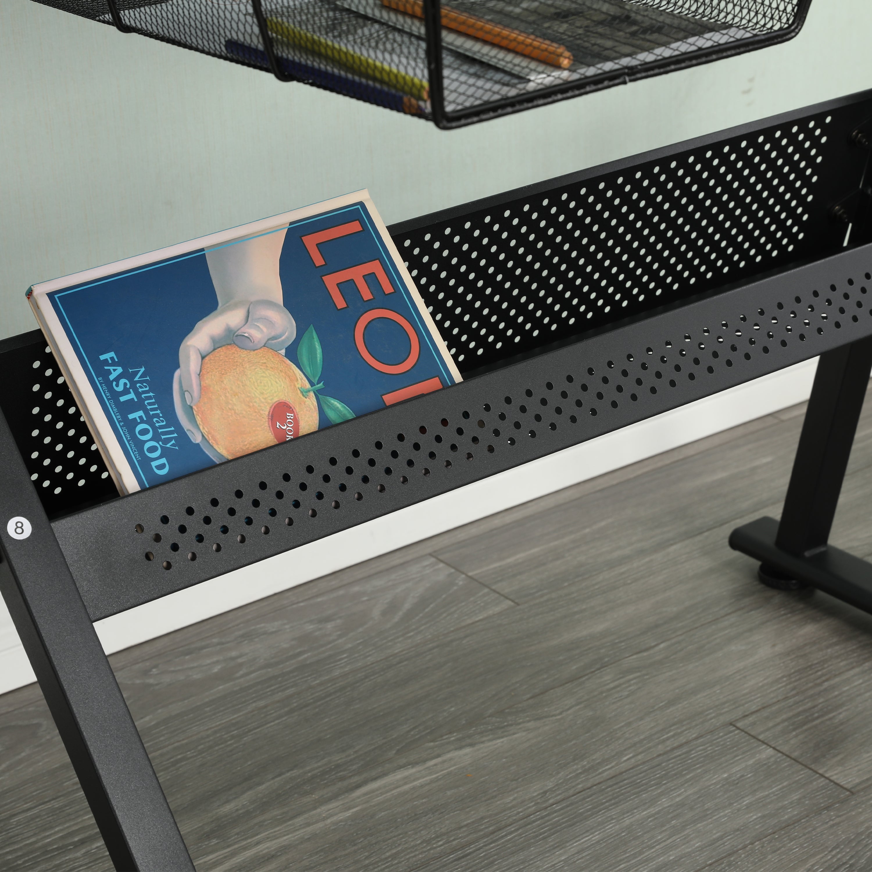 Adjustable Glass Drafting Table with Metal Drawers & Stool