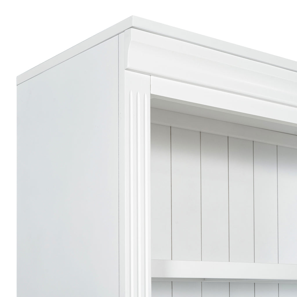 White writing desk workspace with LED ambient lighting