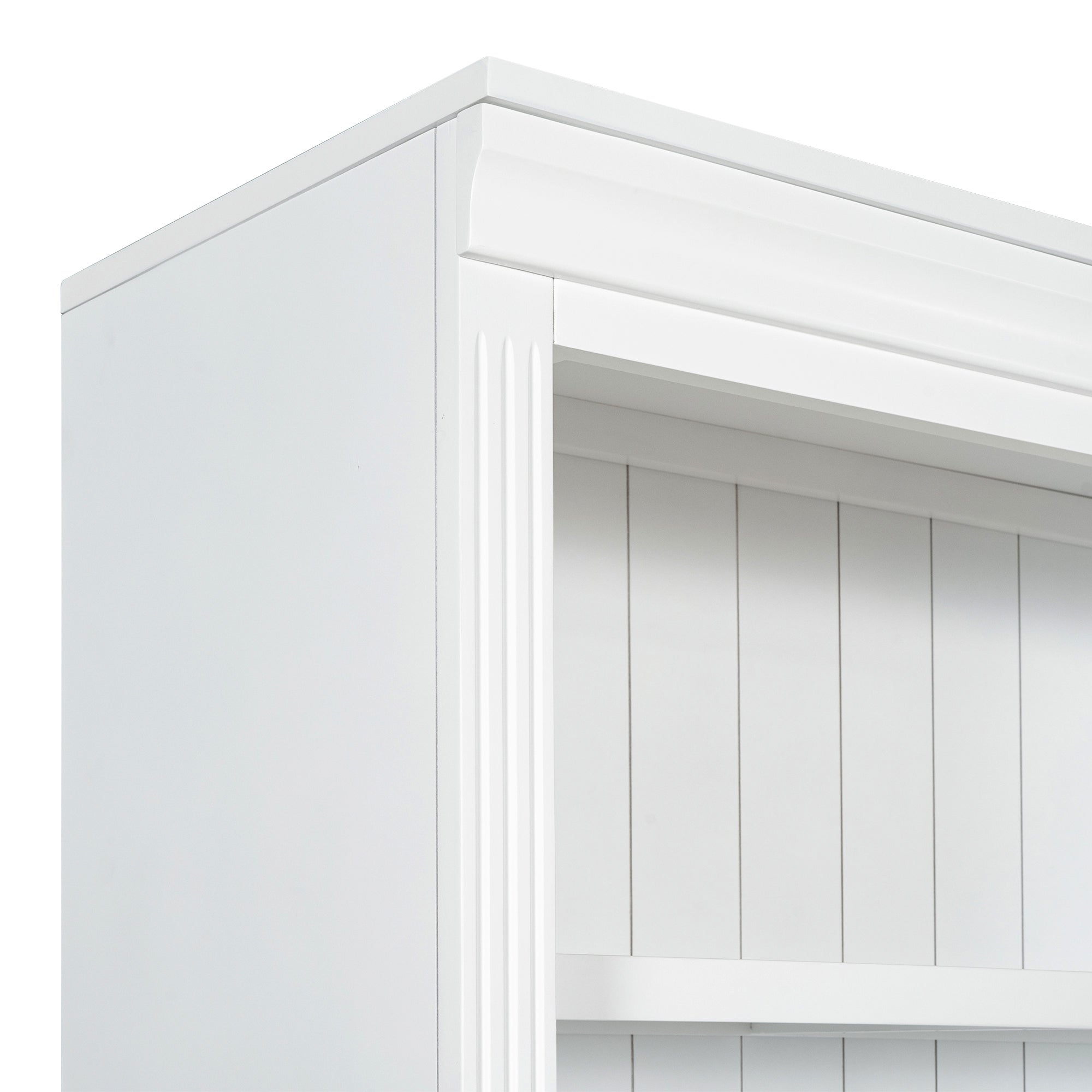 White writing desk workspace with LED ambient lighting