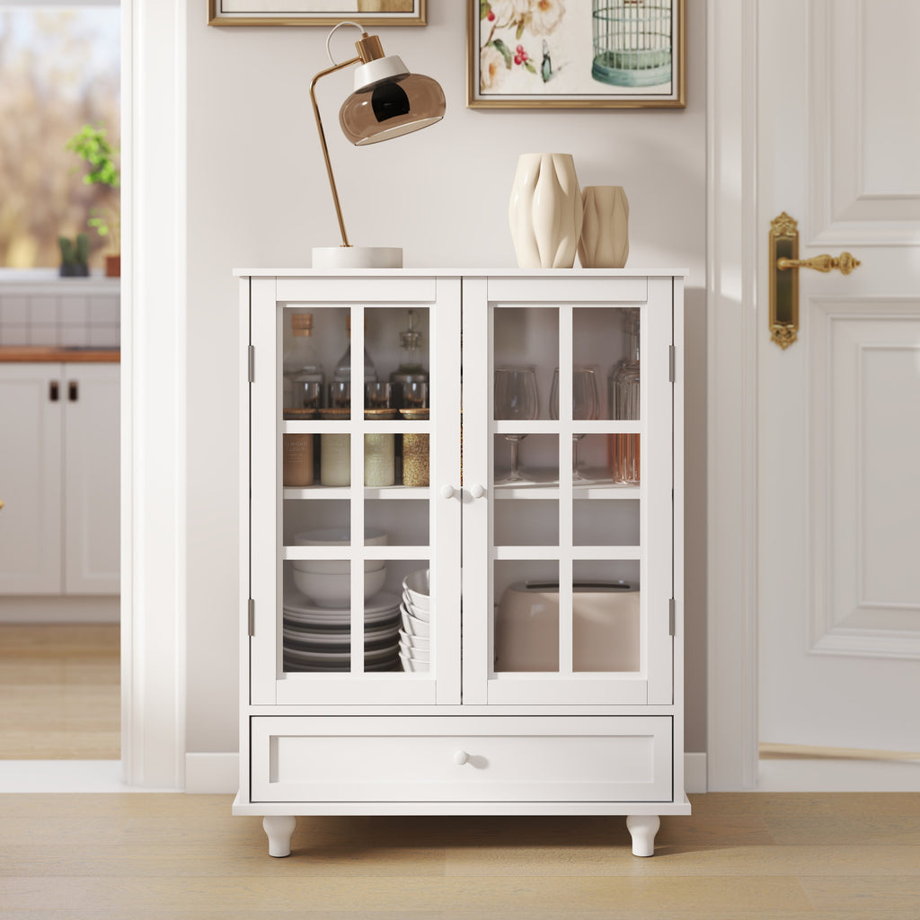 Sideboard cabinet glass doors showcase collectibles