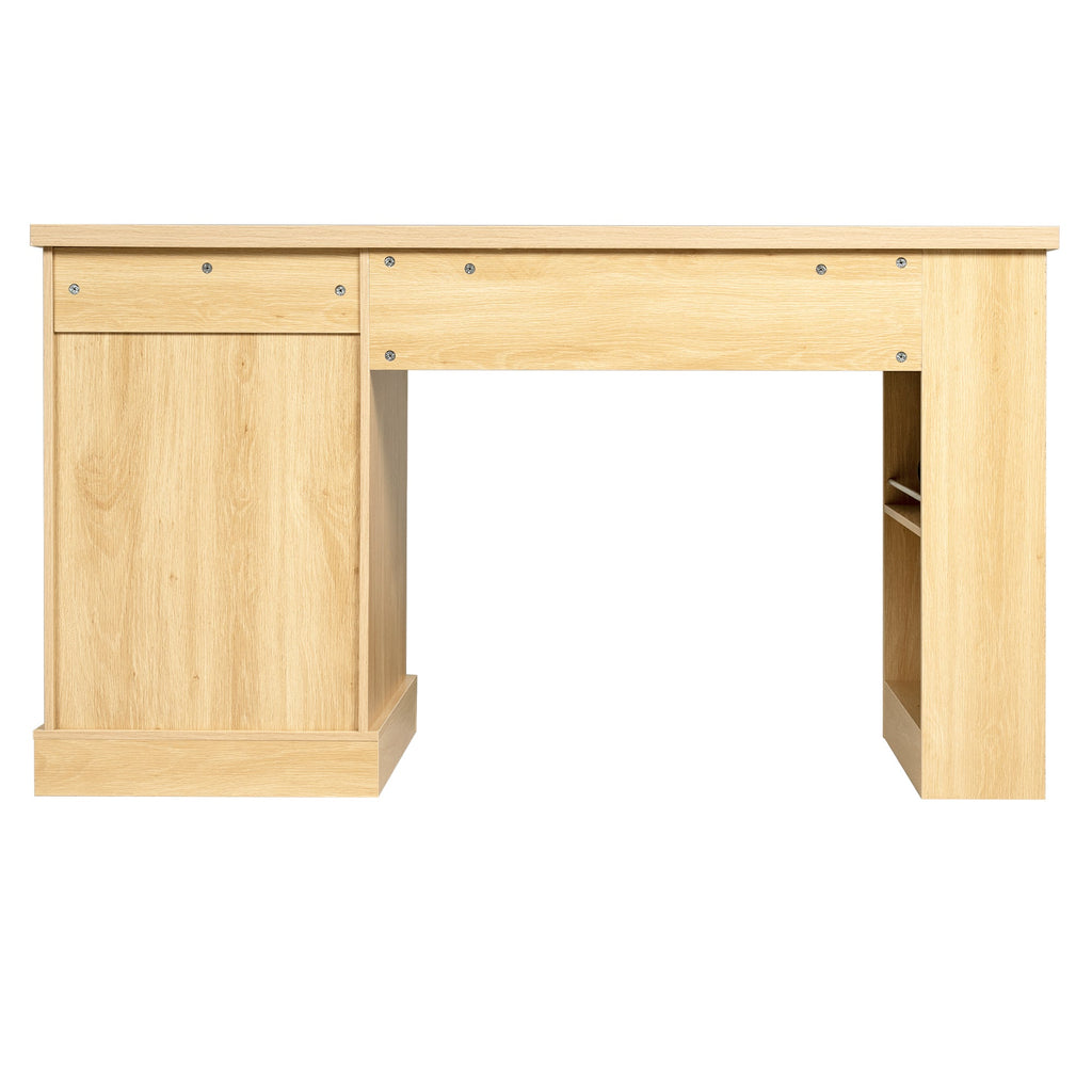 Fluted Office Desk with Pegboard, Charging Station, Keyboard Tray & Storage — 55-Inch