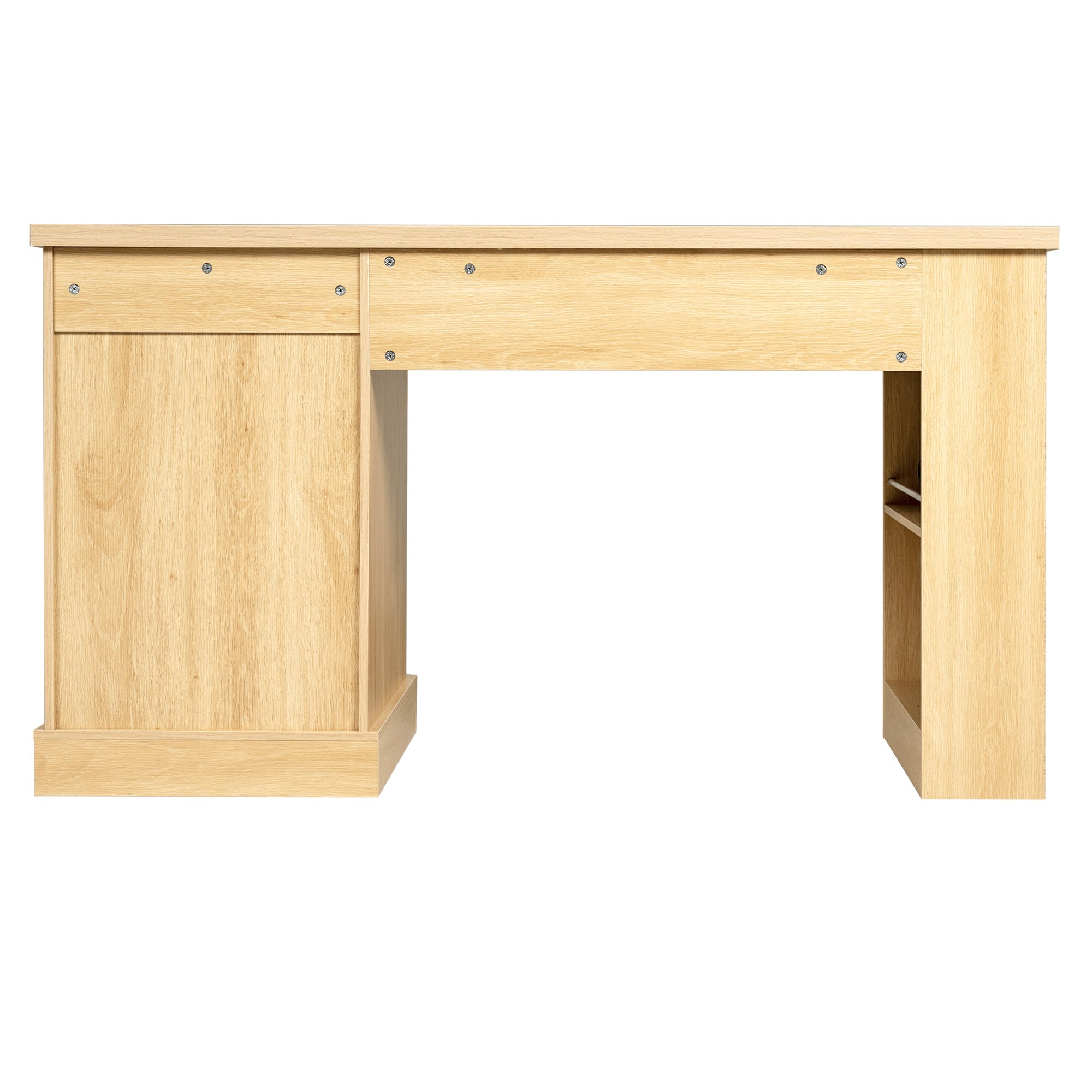 Fluted Office Desk with Pegboard, Charging Station, Keyboard Tray & Storage — 55-Inch