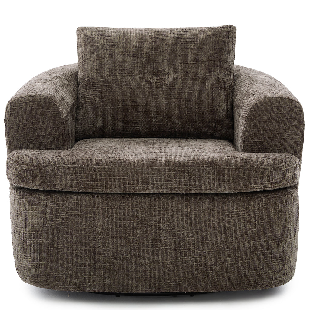 Chenille barrel chair seat cushion detail