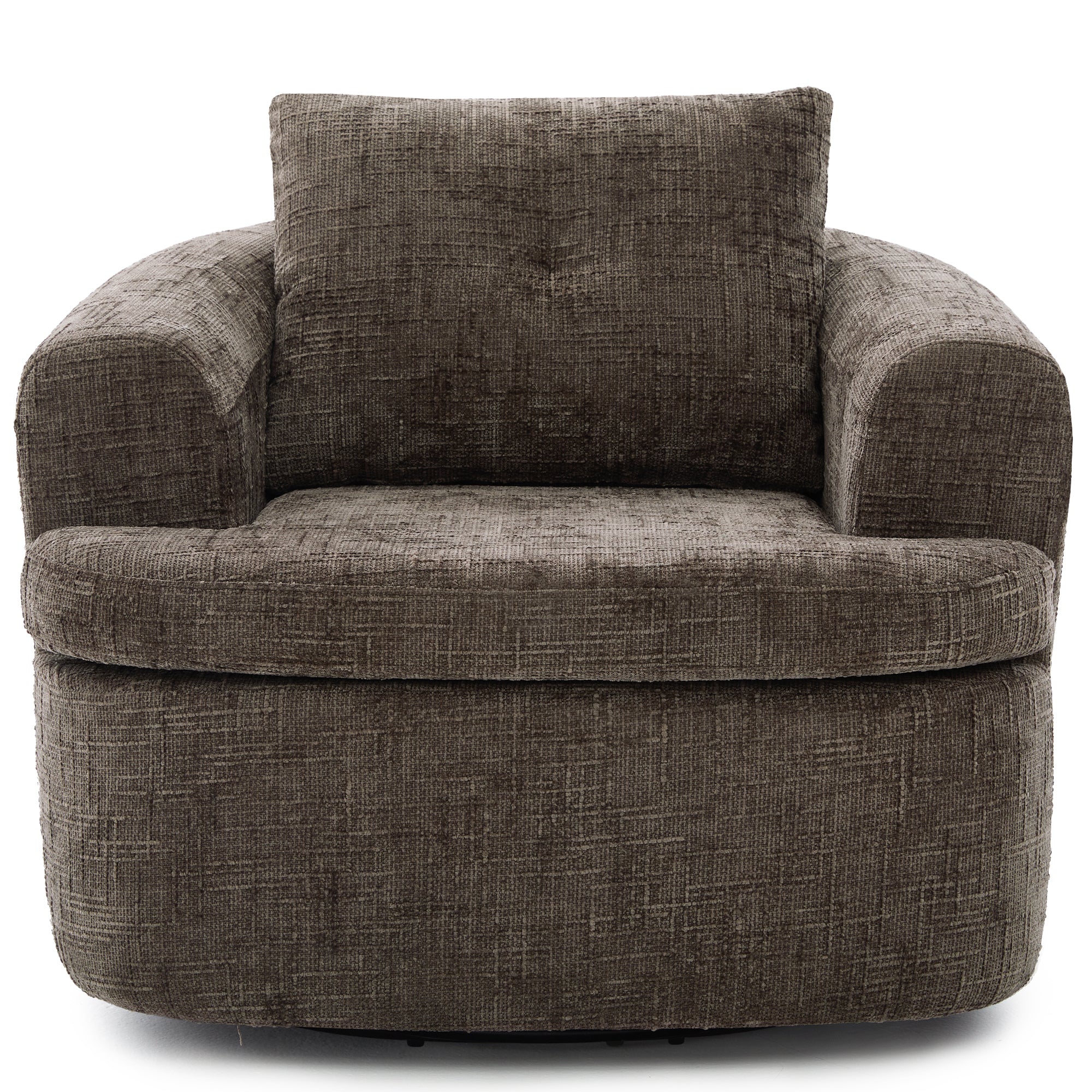 Chenille barrel chair seat cushion detail