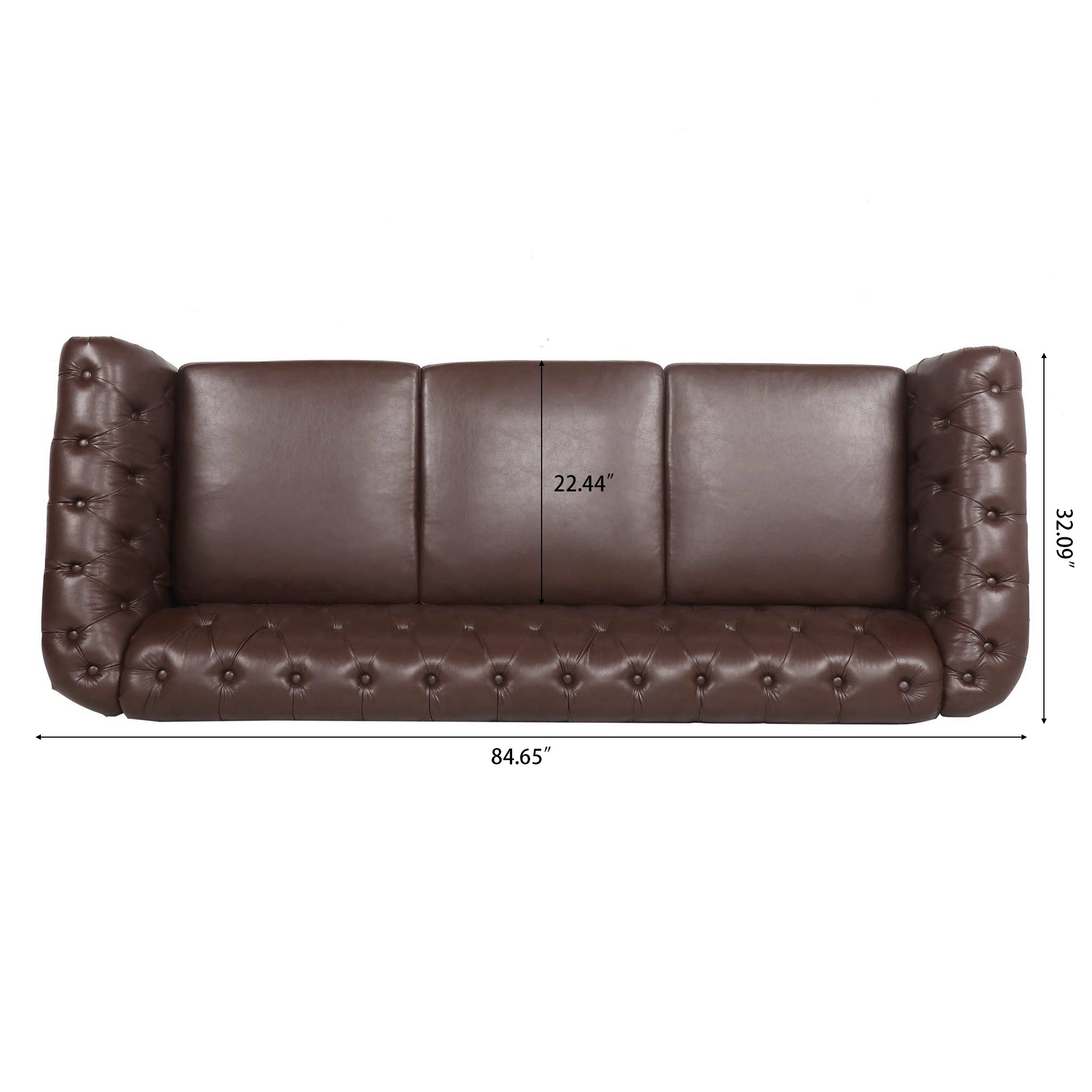 3-seater Chesterfield front three-quarter view