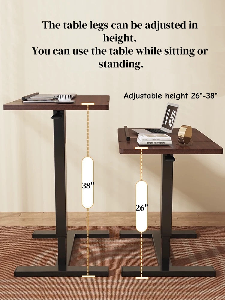 (UPGRADED) Overbed Bedside Desk, Mobile Rolling Laptop Stand Tilting Overbed Table with Wheels, Height Adjustable Tray Bedside Table for Laptop Bed Sofa, WHITE