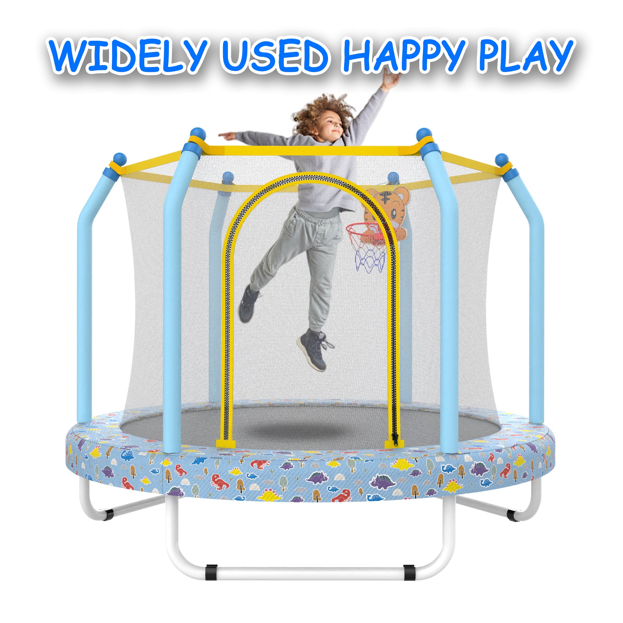 Indoor outdoor toddler trampoline basketball hoop accessory