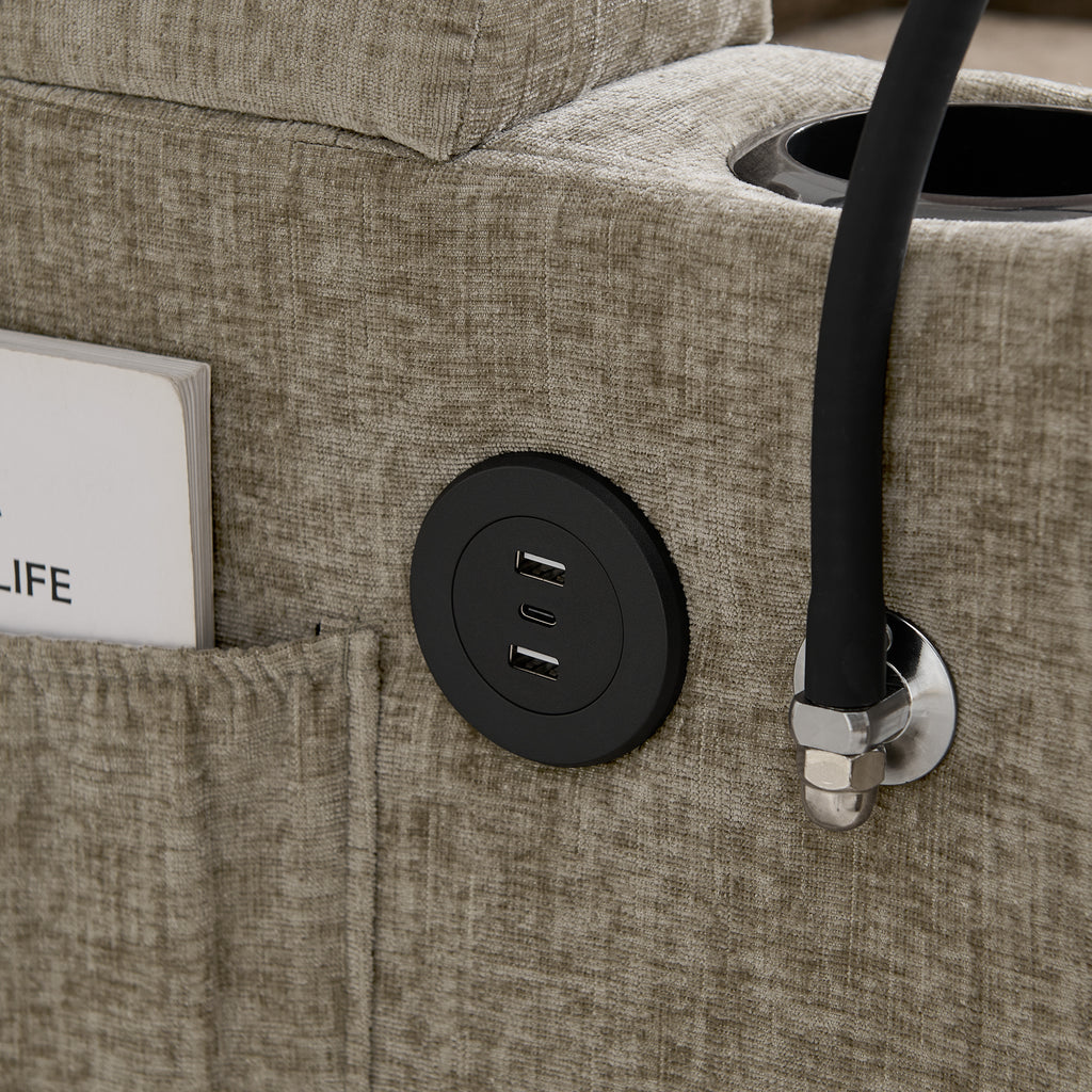 Hidden armrest storage compartment detail