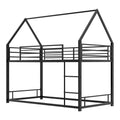 Modern Black Metal Twin over Twin Bunk Bed with Sturdy Iron Frame, Noise-Reduced Design, Safety Guardrails, No Box Spring Needed, 49.21' Low Profile