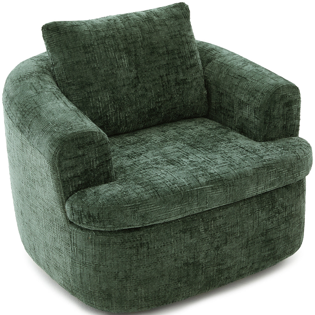 Round swivel barrel chair pocket spring seat construction