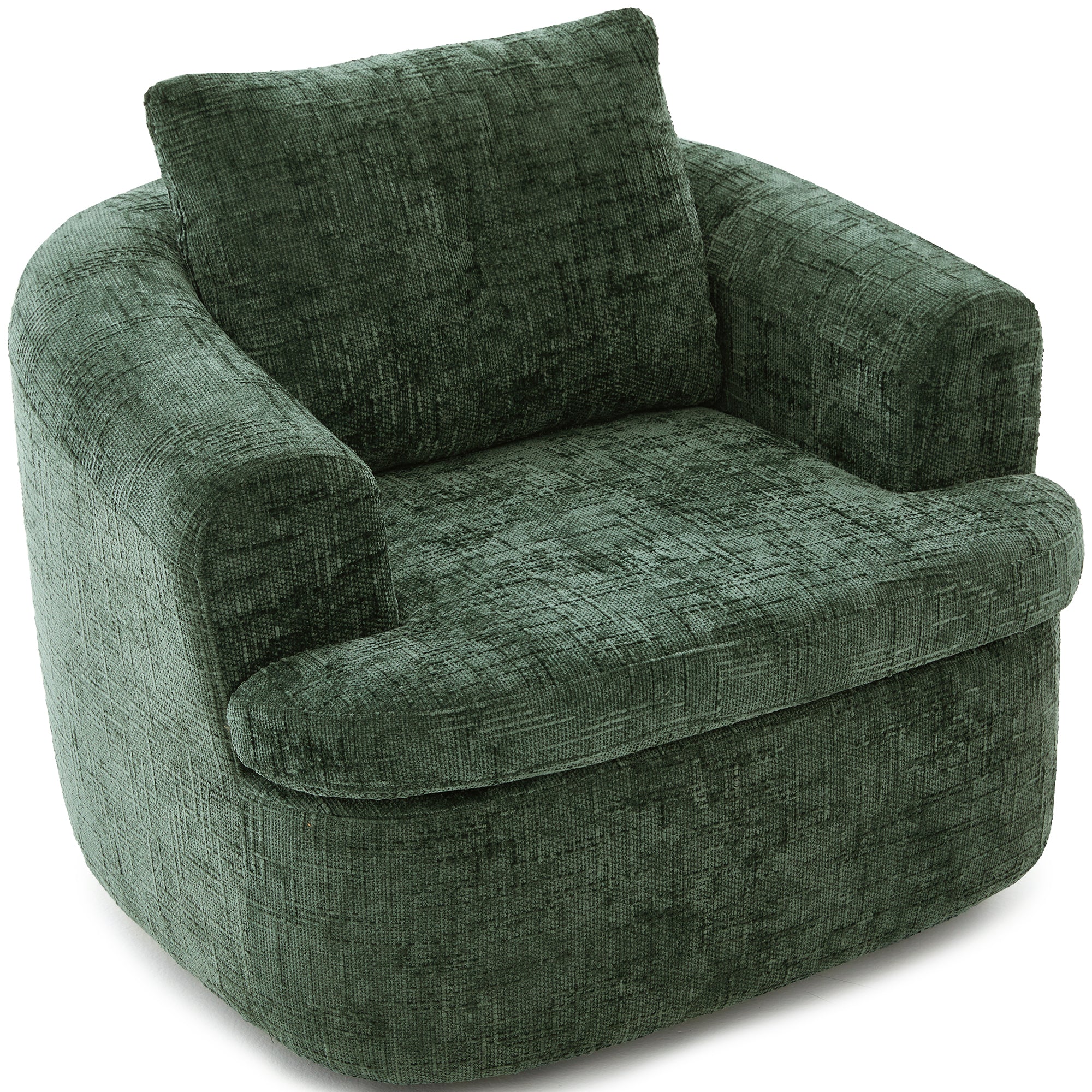 Round swivel barrel chair pocket spring seat construction