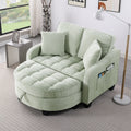 Cyan corduroy 2-seater sofa chaise with storage footrest — front view