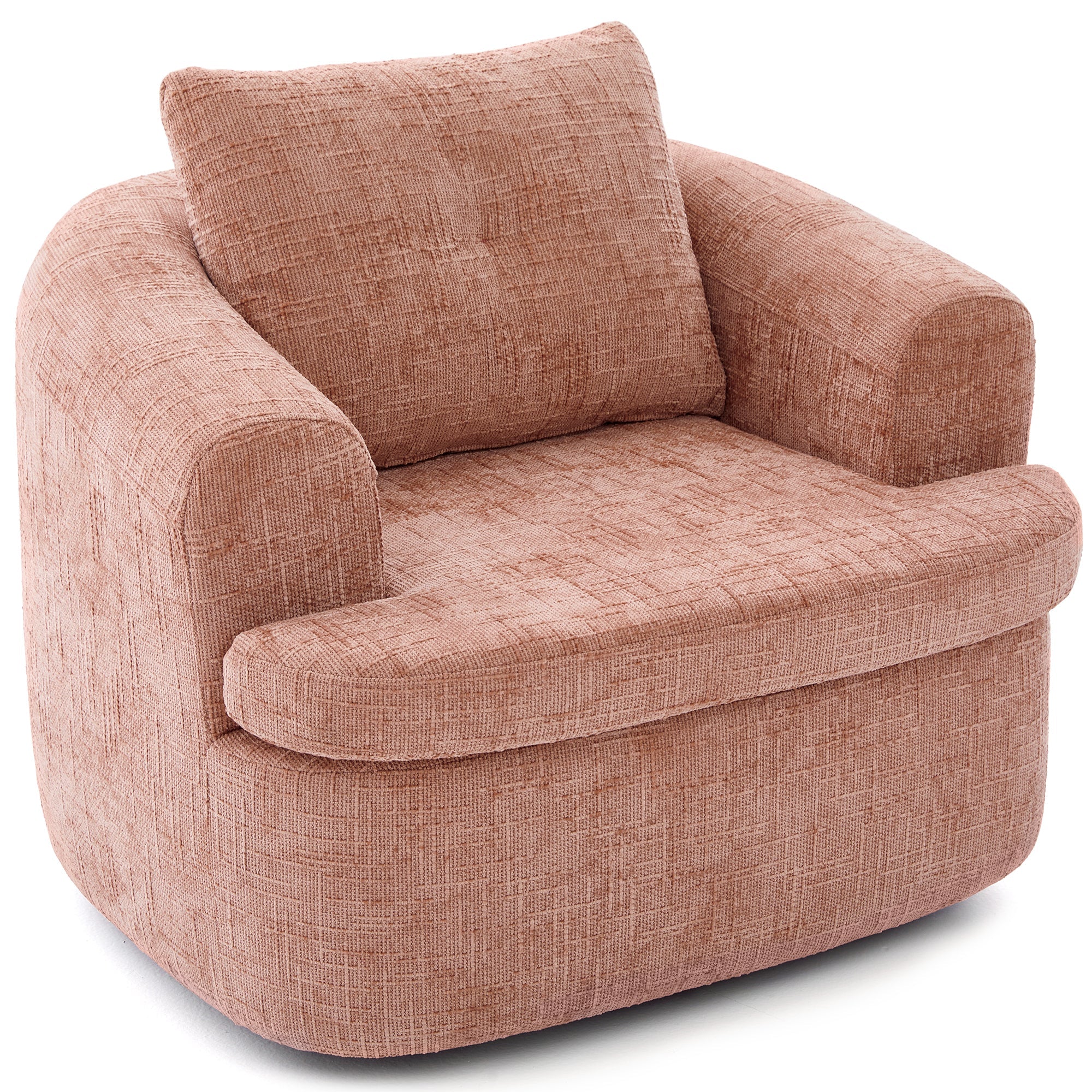 Chenille Swivel Barrel Chair — 360° Dual-Layer Cushion