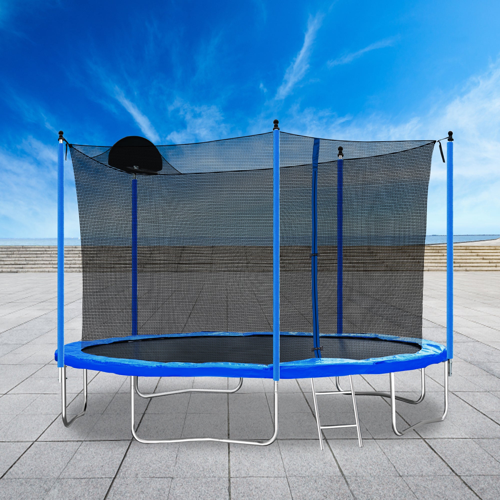 Trampoline jumping mat and spring attachment