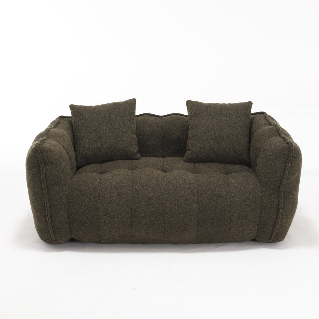 Olive green chenille bean bag — full product photo