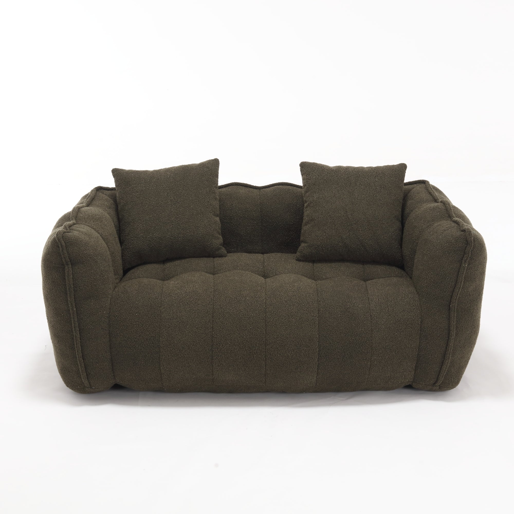 Olive green chenille bean bag — full product photo