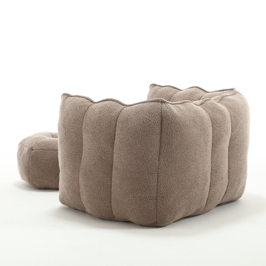Coffee chenille bean bag chair with footrest — product image