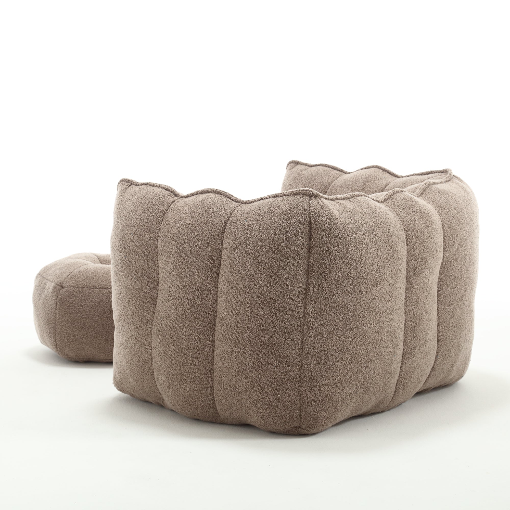 Coffee chenille bean bag chair with footrest — product image