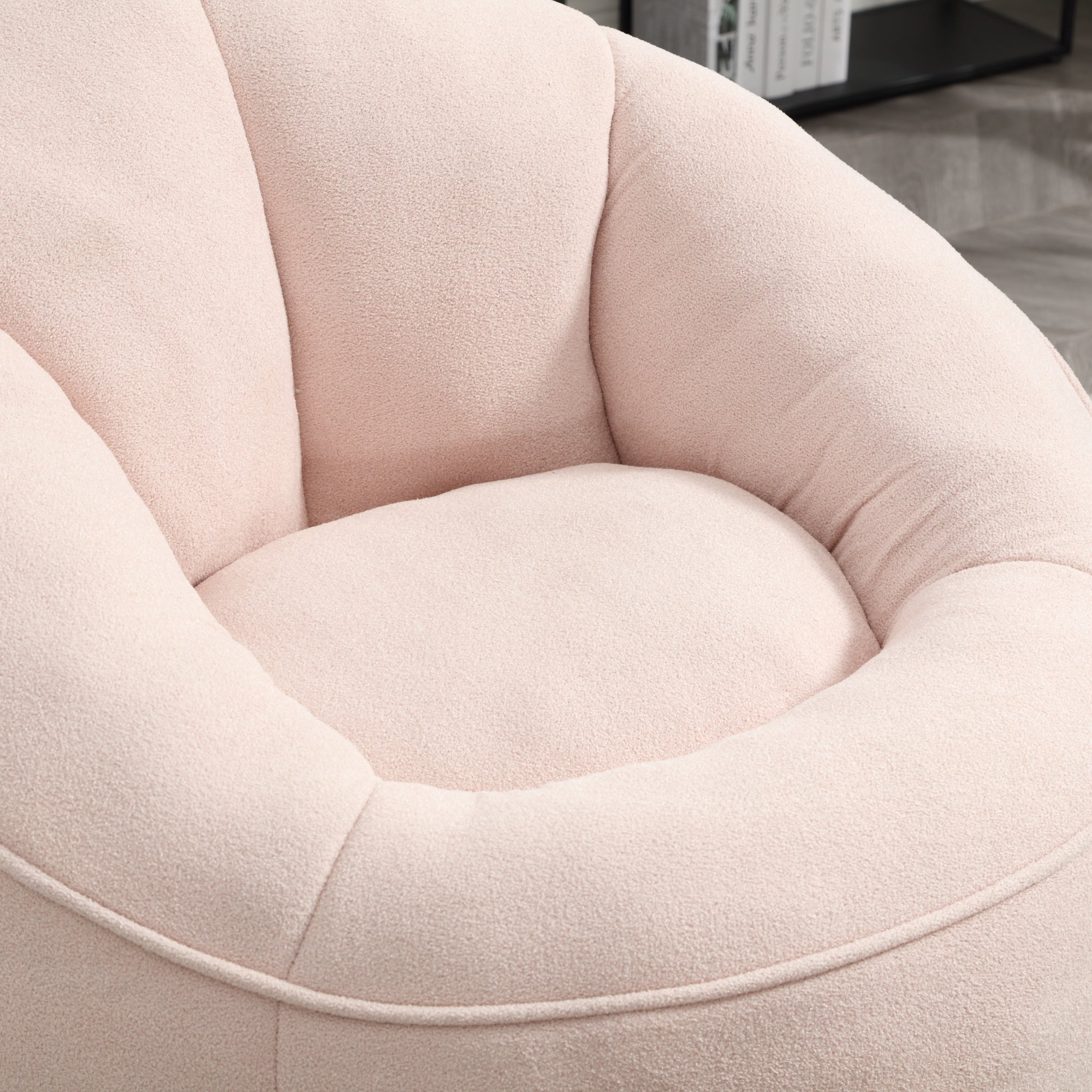 Pink microfiber bean bag chair ergonomic lounging position