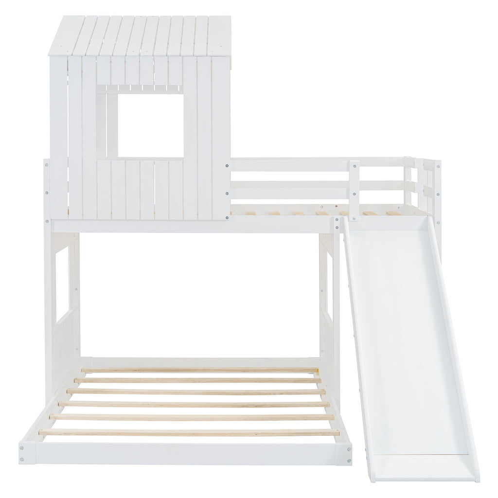 Lower full bunk with playhouse frame