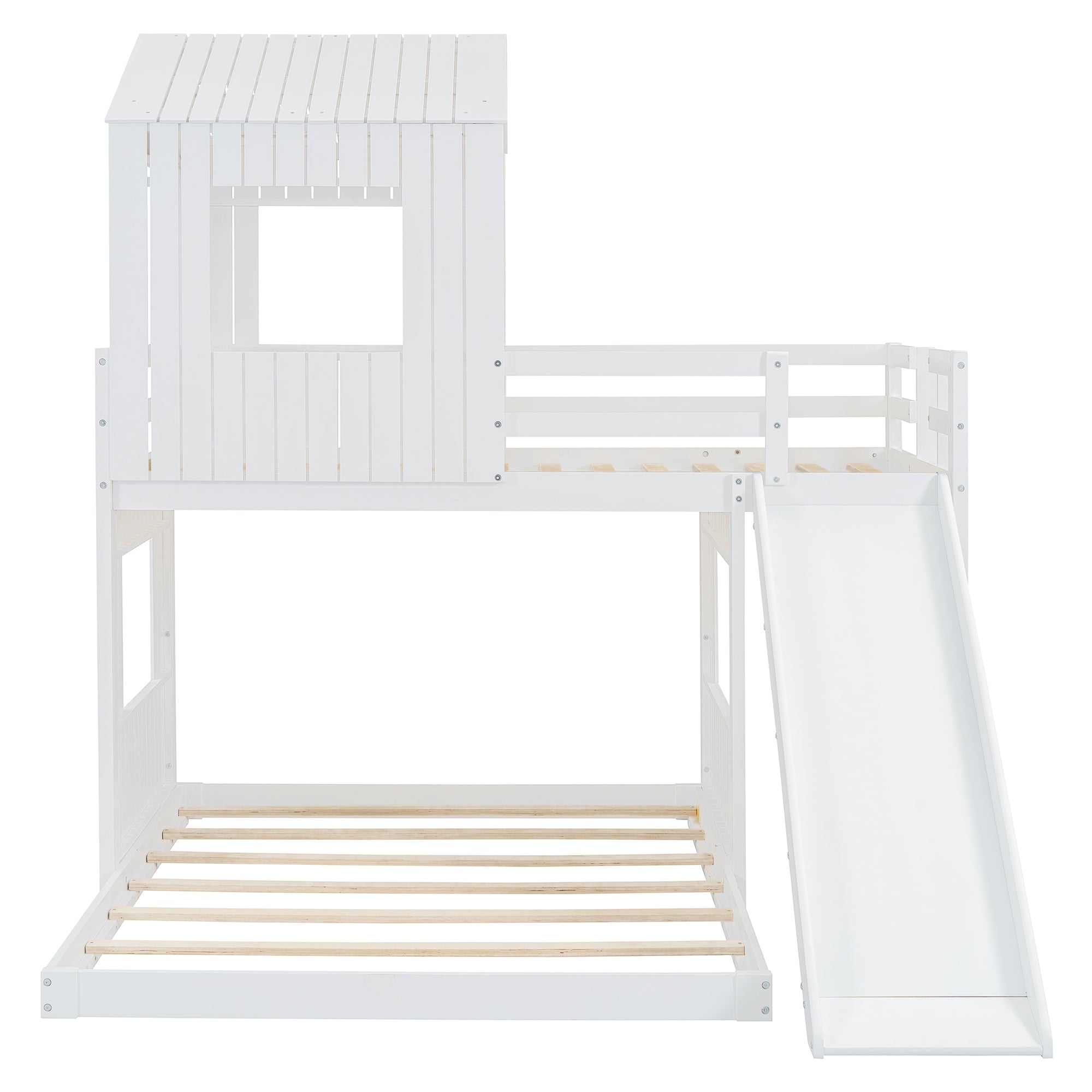 Lower full bunk with playhouse frame