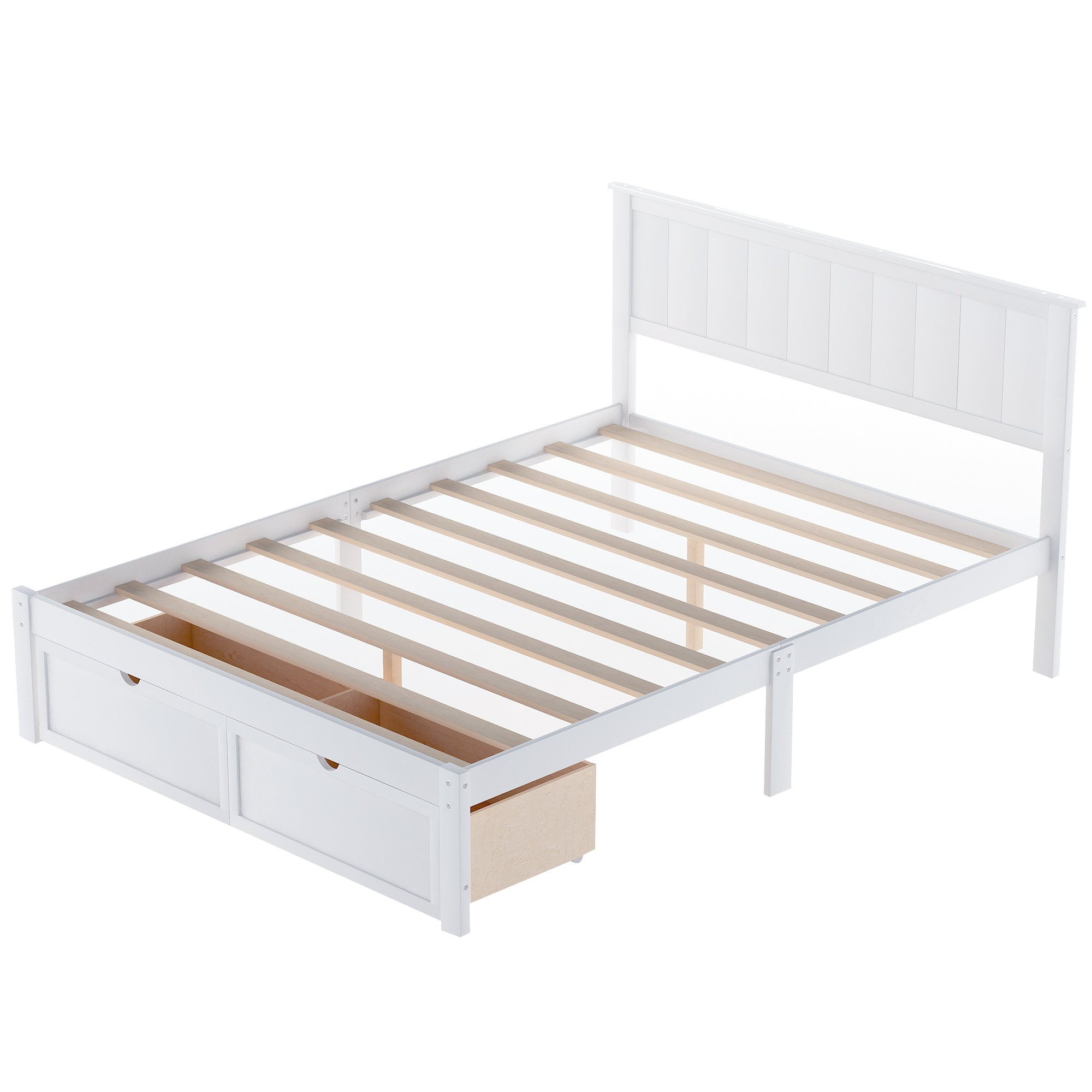 Full size platform bed eight-leg stability detail