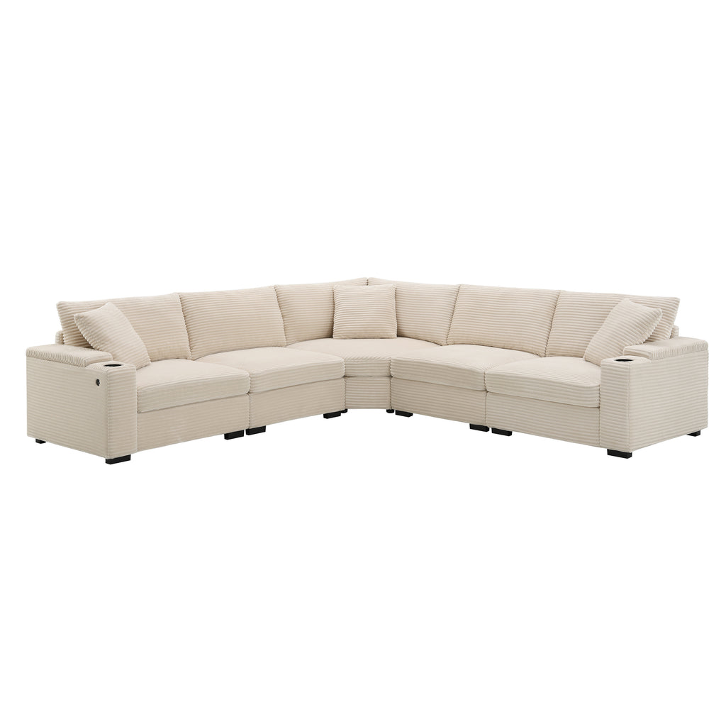Beige modular sectional sofa armrest and back cushion