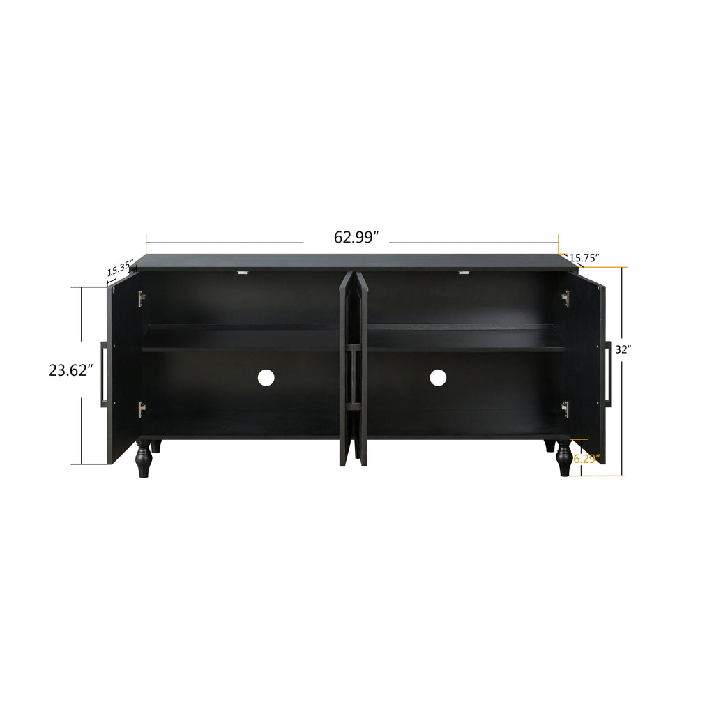 Black carved door cabinet side profile