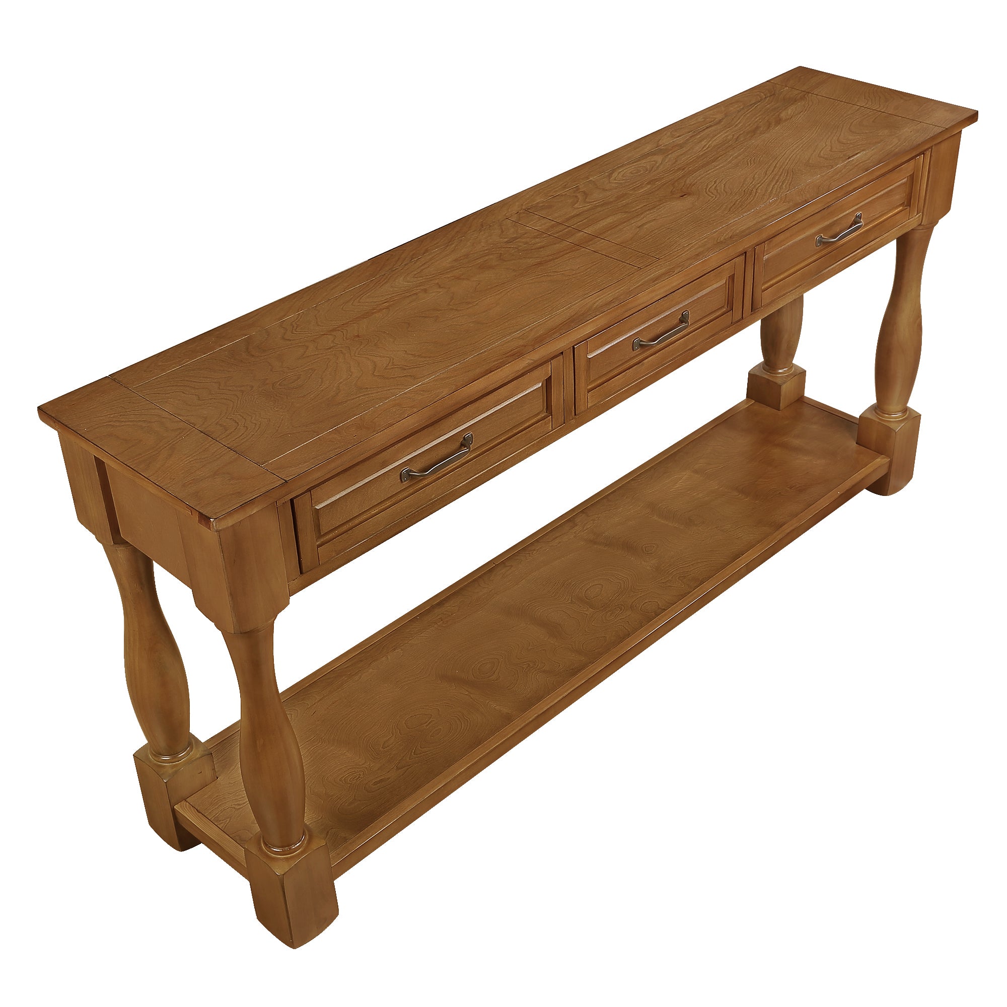 Brown console table solid wood frame legs construction
