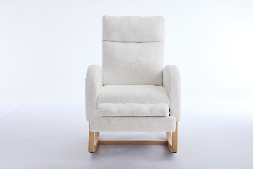 Teddy fabric rocker in primary living space setting