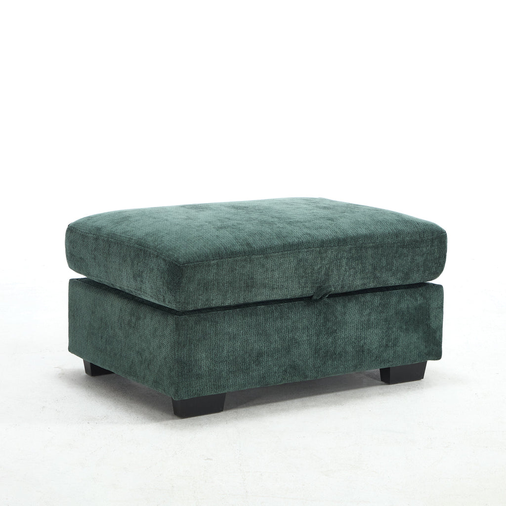 Modern Storage Sofa with Dual USB, 2 Side Pockets,Ottoman Storage Bench Cloud Sectional Chenille Sofa Oversized,4-Seat, L-Shaped Couch,Black